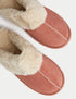 Suede Faux Fur Lined Mule Slippers